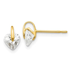 Madi K Kid's 14k  CZ  Heart Post Earrings