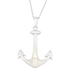 Sterling Silver White MOP Anchor Pendant