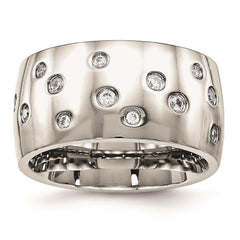 Stainless Steel Polished CZ Ring