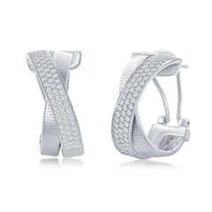 Sterling Silver Bonded with Platinum CZ Earrings