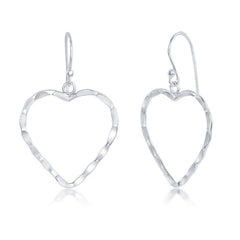 Sterling Silver Hammered Heart Earrings