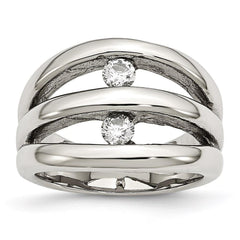 Stainless Steel Polished CZ Ring