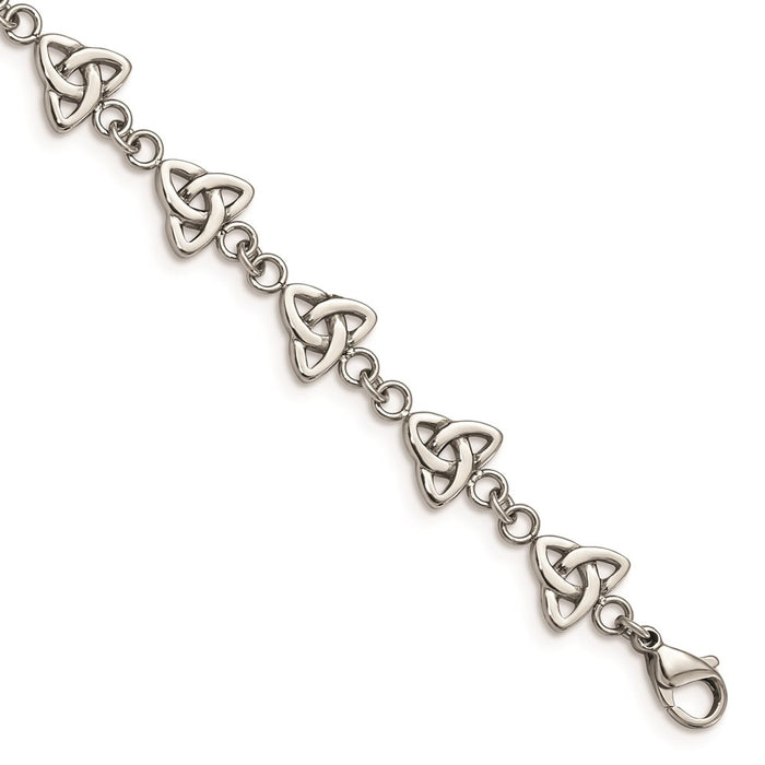 Chisel Women's Stainless Steel Polished Celtic Trinity Knot 7 inch Bracelet