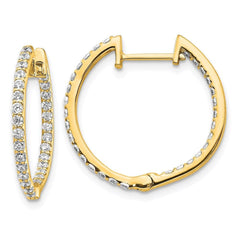14k Diamond In & Out Hinged Hoop Earrings