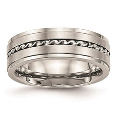 Stainless Steel Brushed and Polished Twisted 7.00mm Band