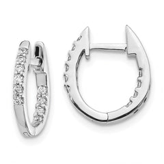 14K White Gold Inside/Out Diamond Hinged Hoop Earrings