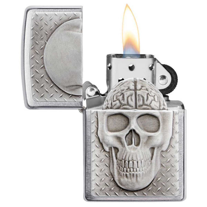 Zippo Windproof Lighter - Skull with Brain Surprise Emblem
