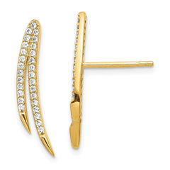 14K CZ Ear Climber Earrings