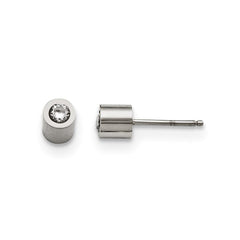 Stainless Steel CZ Polished Post Earrings