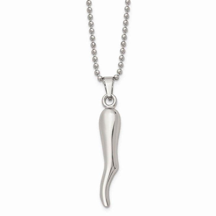Chisel Men's Stainless Steel Italian Horn Necklace