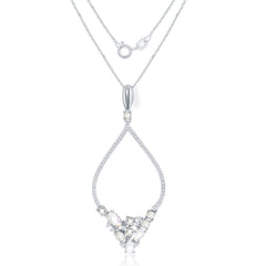 Sterling Silver Open Marquise CZ Pendant Chain