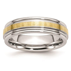 Cobalt 14k Gold Inlay Satin and Polished 6mm Band