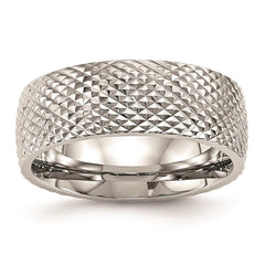 Stainless Steel Polished Textured Ring