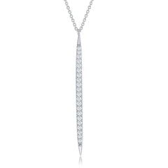 Sterling Silver CZ Vertical Bar Necklace