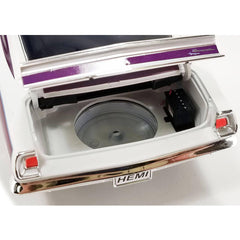 Acme 1/18 Diecast Model Car - 1968 Plymouth Barracuda Purple Metallic and White