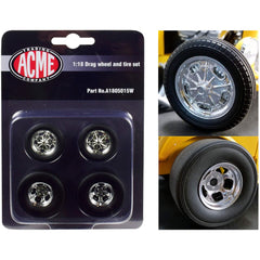 Acme 1/18 Scale Wheel and Tire Set - Chrome Drag from 