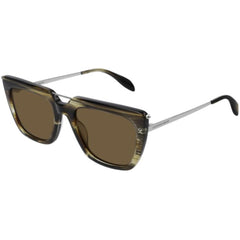 Alexander Mcqueen Unisex Sunglasses - Brown Silver | ALEXANDER MCQUEEN AM0169S 003