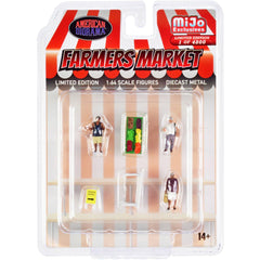 American Diorama 1/64 Scale Set - Farmers Market 3 Figures and 3 Accessories, 6 pc