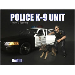 American Diorama Figure - Police Officer with K9 Dog Unit II for 1/18 Scale Models