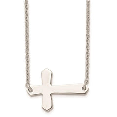 Stainless Steel Polished Sideways Cross Necklace