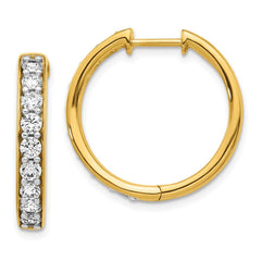 14k Yellow Gold Diamond Hoop Earrings