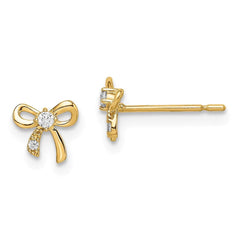 Madi K Kid's 14k  CZ Bow Post Earrings