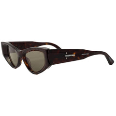 Balenciaga Women's Sunglasses - Havana Acetate Cat Eye Frame Green Lens | BB0243S 002