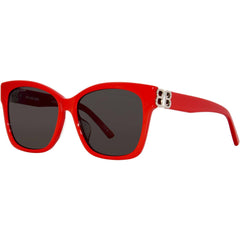 Balenciaga Women's Sunglasses - Red Acetate Square Frame Grey Lens | BB0102SA 012
