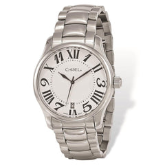 Mens Chisel Stainless Steel White Dial Watch