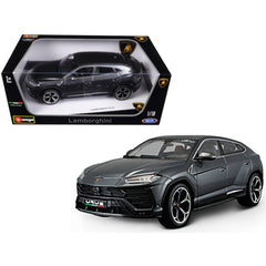 Bburago 1/18 Diecast Model Car - Lamborghini Urus Steerable Wheels Gray Metallic