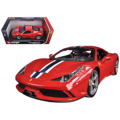 Bburago 1/18 Scale Diecast Car - Ferrari 458 Speciale Opening Doors Rubber Tires Red