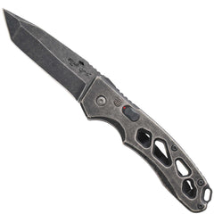 Bear & Son Knife - Auto Bold Action XII Stonewash Titanium Handle | BSAC-1200-TI-SW