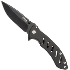 Bear & Son Knife - Brisk 1.0 Steel Handle Black Blade Folding, 3.25 inch | BS61511