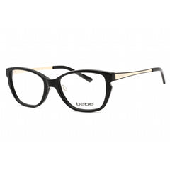 Bebe Women's Eyeglasses - Jet Black Gold Rectangular Shape Frame Clear Lens | BB5158 001