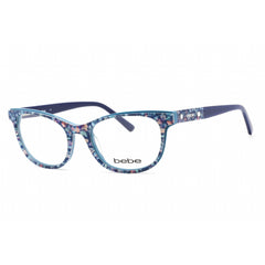 Bebe Women's Eyeglasses - Navy Floral Rectangular Shape Frame Clear Lens | BB5198 400