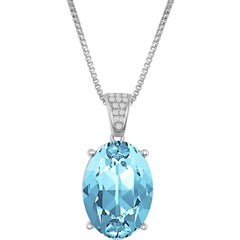 Women's Necklace - CZ Bale and Oval Shaped Swarovski Element | BLK-8388