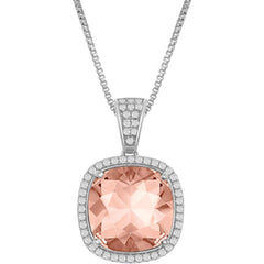 Women's Necklace - White CZ and Vintage Rose Swarovski Element | BLK-8384