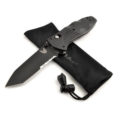 Benchmade Folding Knife - Barrage Serrated Edge Tanto Blade Black Handle | 583SBK