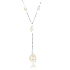 Sterling Silver Freshwater Pearl 'Y' Design Lariat Necklace