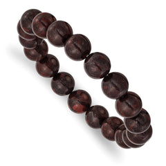 Black and Red Agate Beaded Stretch Bracelet