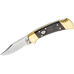 Buck Knife - Ebony Wood Handle Plain Stainless Steel Blade Automatic | BU0112BRSA