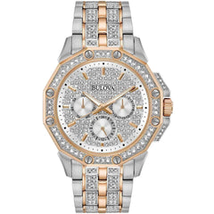 Bulova Men's Bracelet Watch - Crystal Quartz Day-Date Two Tone Steel | 98C133