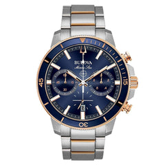 Bulova Men's Chronograph Two Tone Watch - Marine Star Blue Dial Dive | 98B301