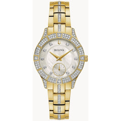 Bulova Women's Watch - Phantom Crystals MOP Dial Yellow Gold Steel Bracelet | 98L283