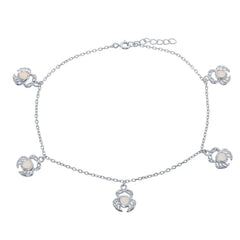 Women's Anklet - Sterling Silver Material White Opal Crab Design | R-9242