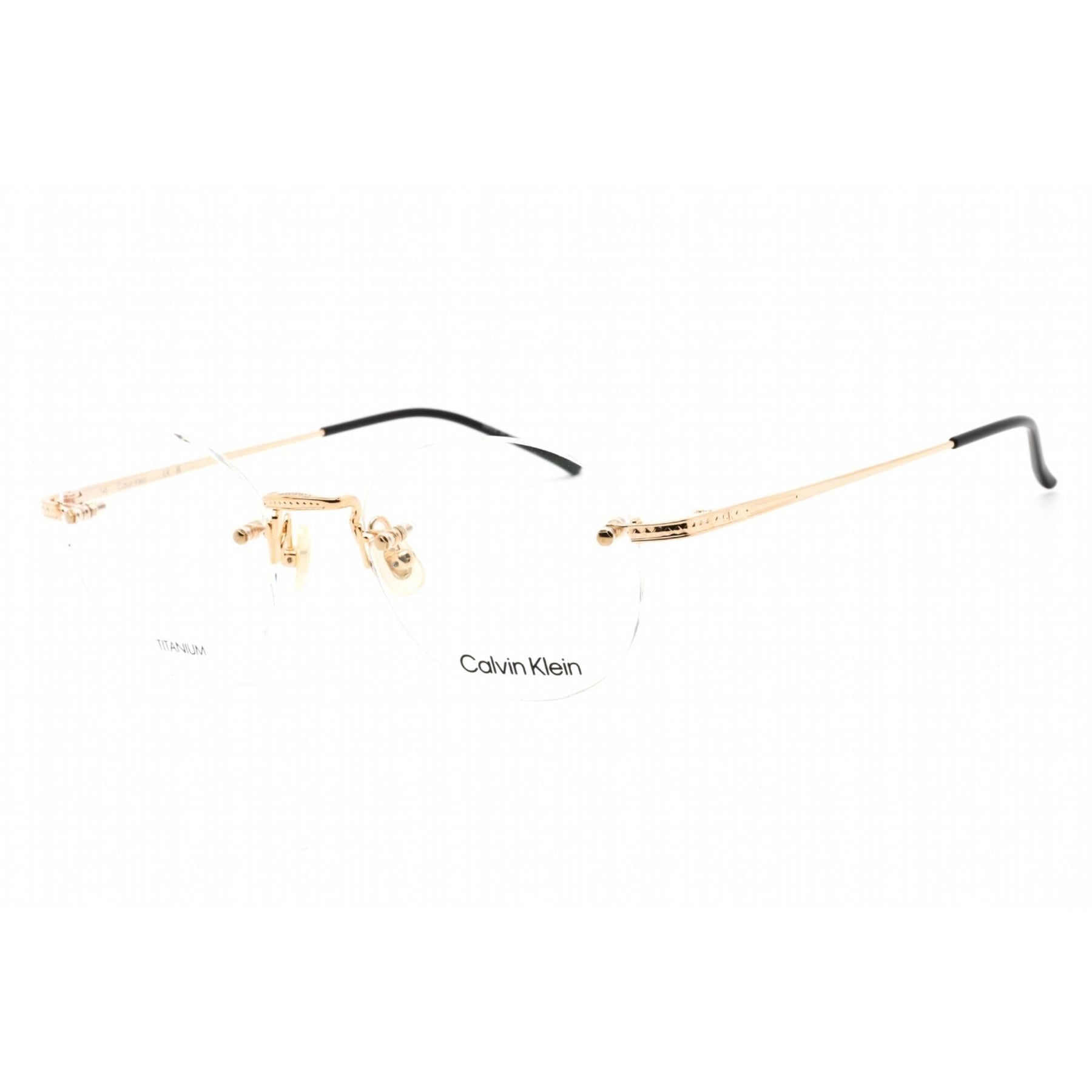 Calvin Klein Men's Eyeglasses Clear Lens Gold Titanium Round Frame