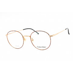 Calvin Klein Unisex Eyeglasses - Full Rim Round Havana/Gold Metal Frame | CK22108T 213