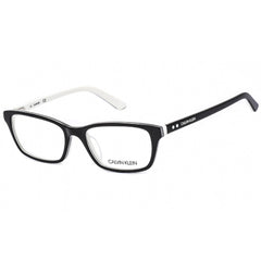 Calvin Klein Women's Eyeglasses - Black/White Rectangular Plastic Frame | CK18541 002