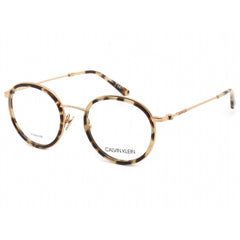 Calvin Klein Women's Eyeglasses - Khaki Tortoise Round Metal/Plastic | CK20108 244
