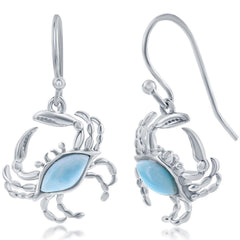Women's Earrings - Blue Larimar Crab French Wire Closure | D-7999